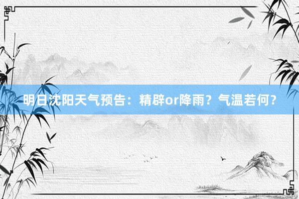 明日沈阳天气预告：精辟or降雨？气温若何？